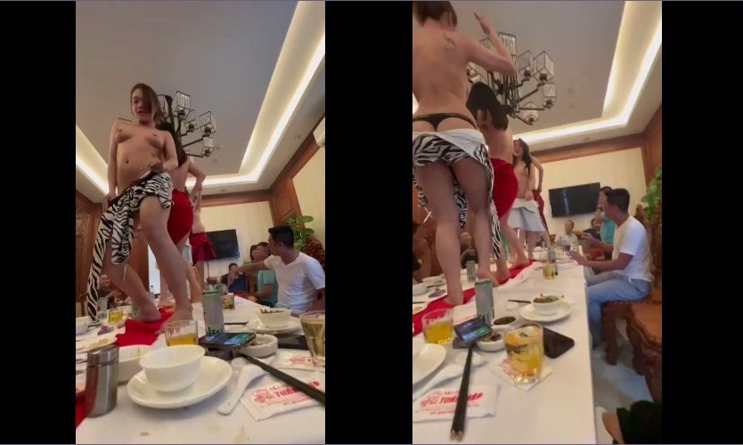 Clip: Các em gái nhảy khỏa thân trên bàn tiệc - Clip Hot Việt